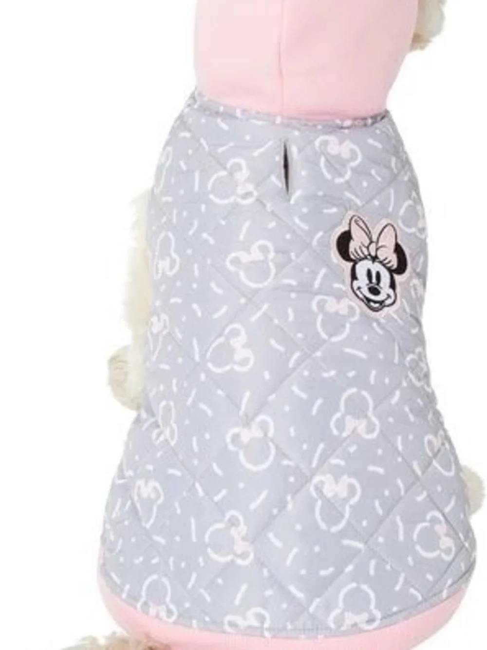 Minnie Mouse Quilted Gray & Pink Dog Coat with Hood
